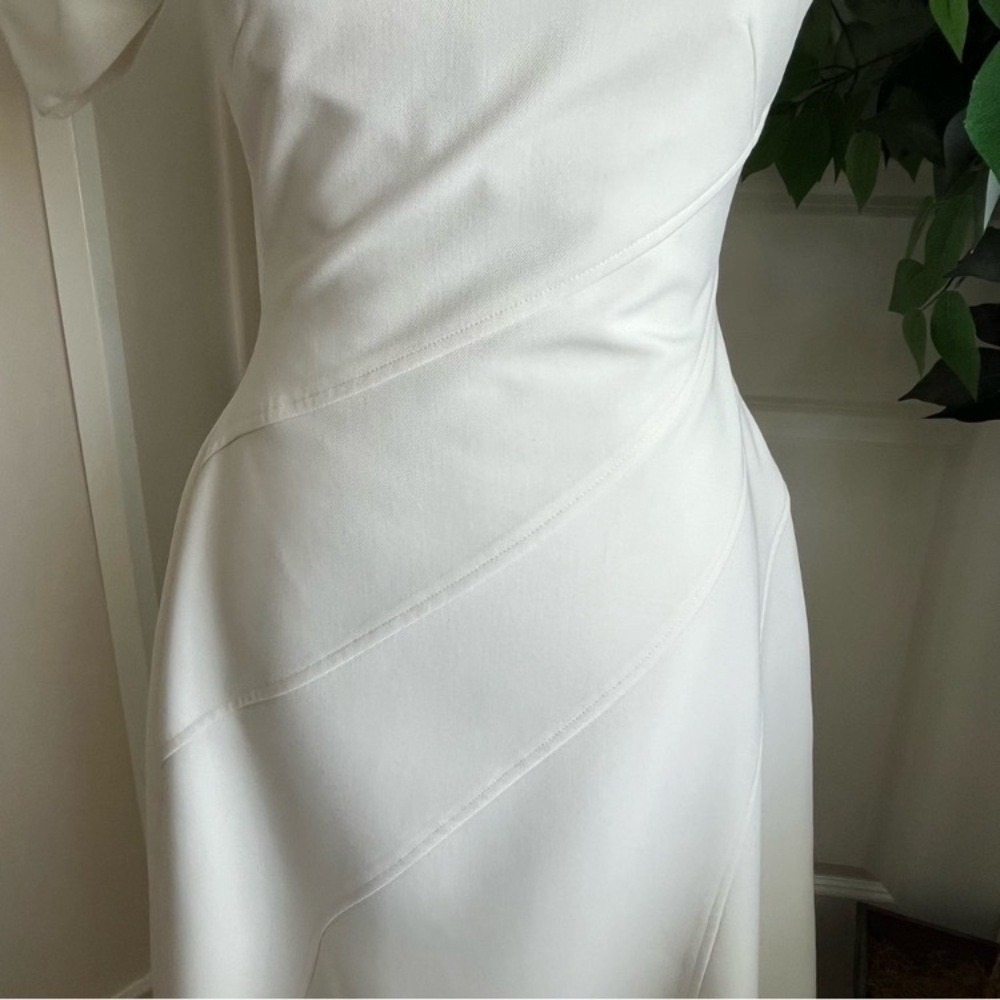 L'Espoir Asymmetrical Neckline Midi Paneled Dress White Sz S - Picture 6 of 15
